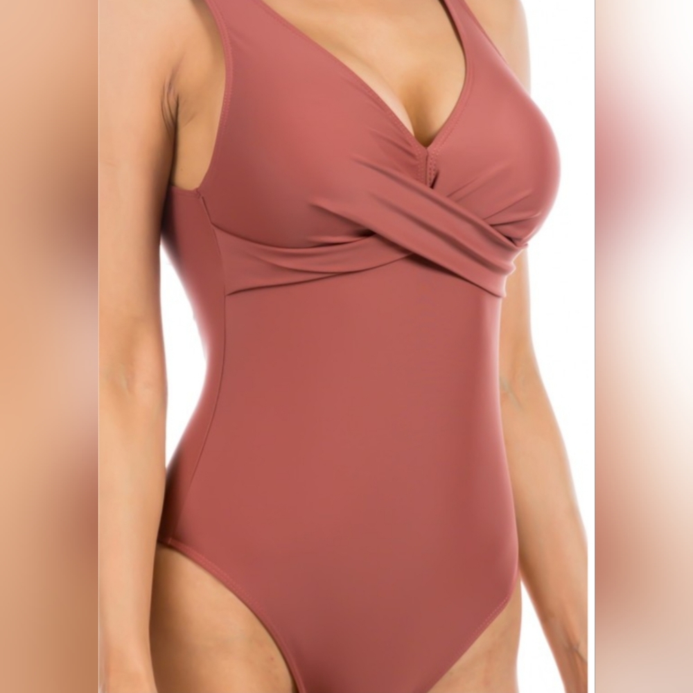 HOST PICK  Brown Low V one piece Swimsuit
